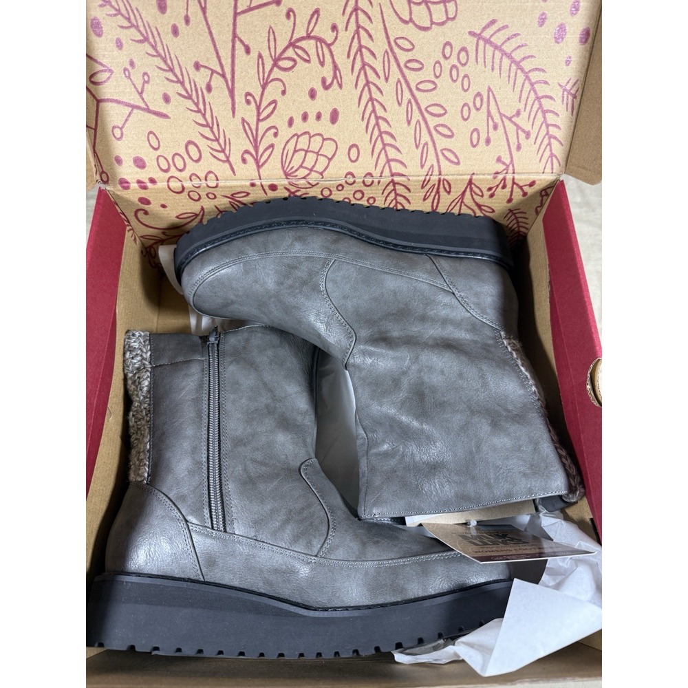 Muk Luks Wedge Winter Slope Boots Grey 6.5/M New